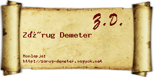 Zárug Demeter névjegykártya